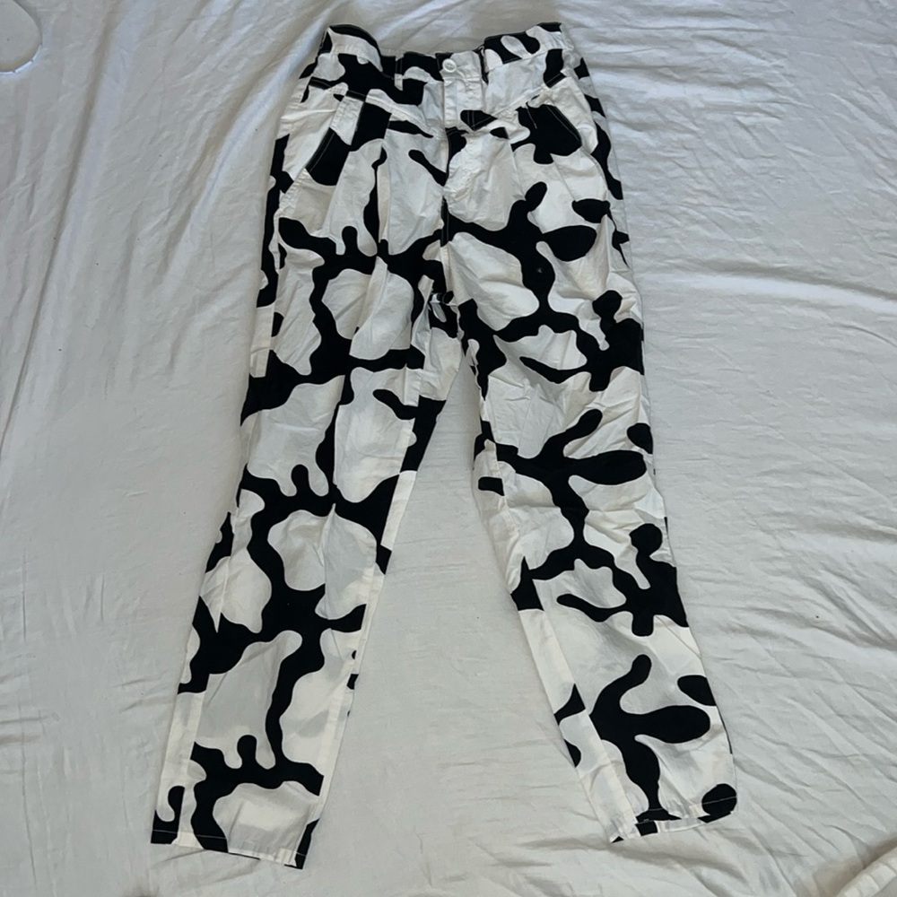 Obey 100% Organic Cotton Tapered Cow Print Pants size XS NWOT